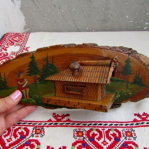 Vintage Wooden Panel, Handmade and Hand Painted Wooden Wall Decoration, Vintage Wooden Wall Hanging with Nature Design, Rustic Home Decor