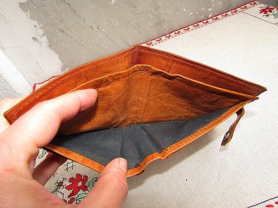 Unique Vintage Brown Genuine Leather Wallet, Vint… - image 8