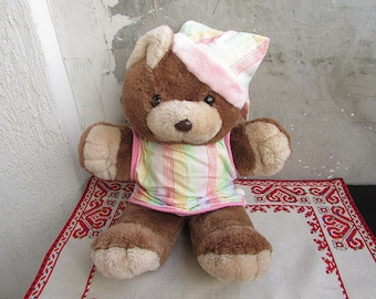 Orsacchiotto di peluche vintage anni '80: berretto da notte per pigiama, arredamento per la cameretta dei bambini