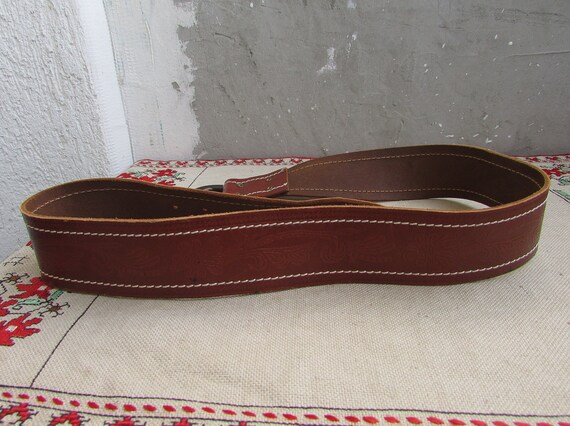 Vintage Lady's Brown Belt, Brown Faux Leather Bel… - image 2