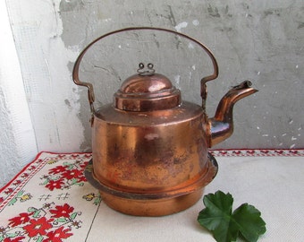 Unique Copper Teapot, Copper Kettle, Antique Copper Tea Pot, Copper Coffee Pot, Vintage Kitchenware, Vintage Kitchen Decor