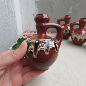 Handmade Vintage Traditional Bulgarian Jug, Small Clay Jug, HandPainted Clay Pitcher, Glazed Pottery, Water Jug, Ceramics, Vintage HomeDecor