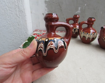 Handmade Vintage Traditional Bulgarian Jug, Small Clay Jug, HandPainted Clay Pitcher, Glazed Pottery, Water Jug, Ceramics, Vintage HomeDecor