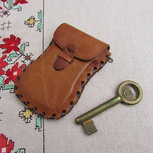 Vintage echtes Leder Schlüsselanhänger, Leder Schlüsseltasche, braun echtes Leder Schlüsseltasche, braun E-Patent Leder Brieftasche, Leder-Geldbörse