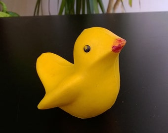 Vintage Rubber Toy 1970s, Soft Rubber Yellow Pigeon Toy, Baby Bath Toy, Retro Rubber Doll, Collectible Toy, Animal Toy, Nursery Decor