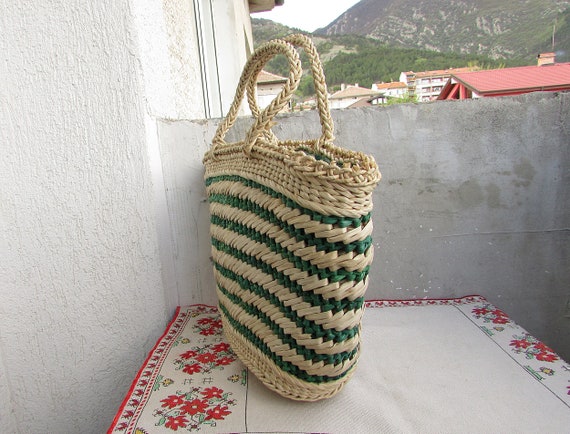 Vintage Wicker Handbag, Handmade Straw Bag, Straw… - image 4