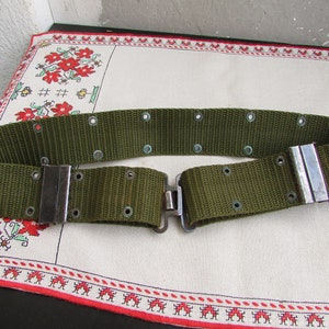 Vintage Military Green Textile Belt, Military Khaki Belt, Textile Army Belt, Waxed Canvas Belt, Unisex Adjustable Belt