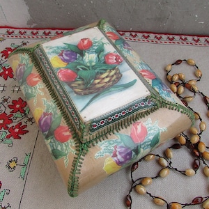 Vintage-Schmuck-Box, Vinyl-Foto-Box, Vinyl-Schmuck-Box #2, Bildaufbewahrung, Blumen-Box, Schätze-Box, Erinnerungen Lagerung, Geschenk für Sie