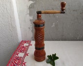 Vintage Wooden Pepper Mill, Wooden Pepper Grinder, Vintage Grinder Mill, Hand Carved Wood Mill, Wooden Mill, Vintage Coffee Spice Grinder
