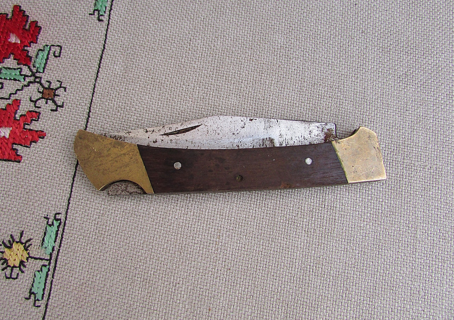 Vintage Folding Pocket Knife With Brass / Wooden Handle 1970s Etsy UK