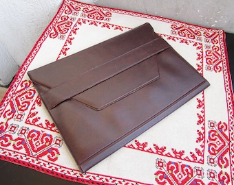 Portafolio vintage de polipiel marrón: organizador de documentos de los años 80