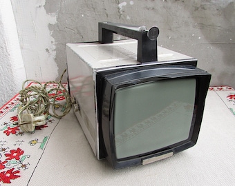 Vintage Analog Portable Russian Tv Model Electronica VL-100, Made in USSR, Car Tv 12 / 220 Volts Supply, Tv Receiver "Электроника VL-100"