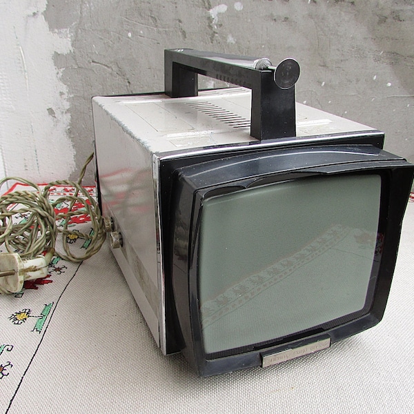Vintage Analog Portable Russian Tv Model Electronica VL-100, Made in USSR, Car Tv 12 / 220 Volts Supply, Tv Receiver "Электроника VL-100"