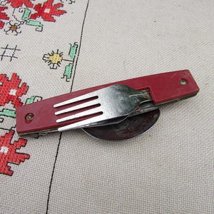 Vintage Utensils Picnic Set, Set of Folding Fork, Spoon, Knife, Corkscrew, Opener, Stainless Steel Cutlery Set, Tourist Compact Kit