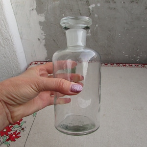 Vintage 500 ml Boticay botella de vidrio transparente con tapón #4, botella de química antigua, tarro médico retro, botella de medicina de la farmacia con tapa
