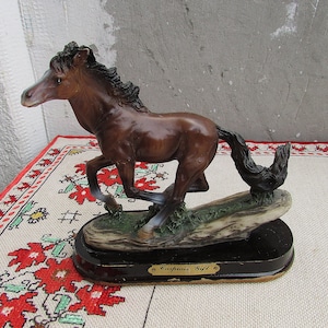 Vintage Horse Figurine, Ceramic Horse on Base, Handmade Ceramic Horse Figurine, Vintage Horse Statue, Horse Sculpture, Animal Figurine