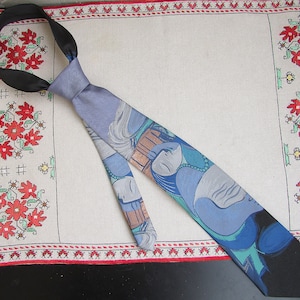 Men&#39;s Blue and Black Tie by MARK SEVEN Fashion, Classic Necktie, Vintage Mens Necktie Tie, Designer Blue Men Women Unisex Tie, Retro Tie
