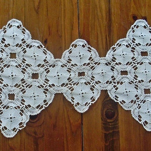 Vintage Crochet Doily ’80, Handmade Crochet Cream Cotton Tablecloth, Square Elements Crochet Doily, Shabby Chic Home Decor, Center Piece