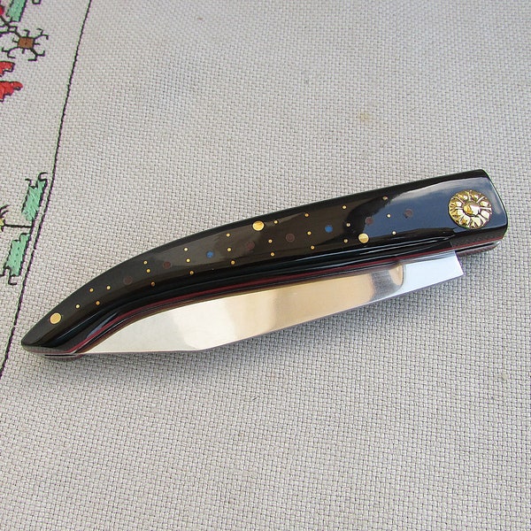 Folding Pocket Knife with Horn Handle, Buffalo Horn Handle Pocket Knife,Handmade Pocket Knife,Hunting Fishing Survivor Camping Folding Knife