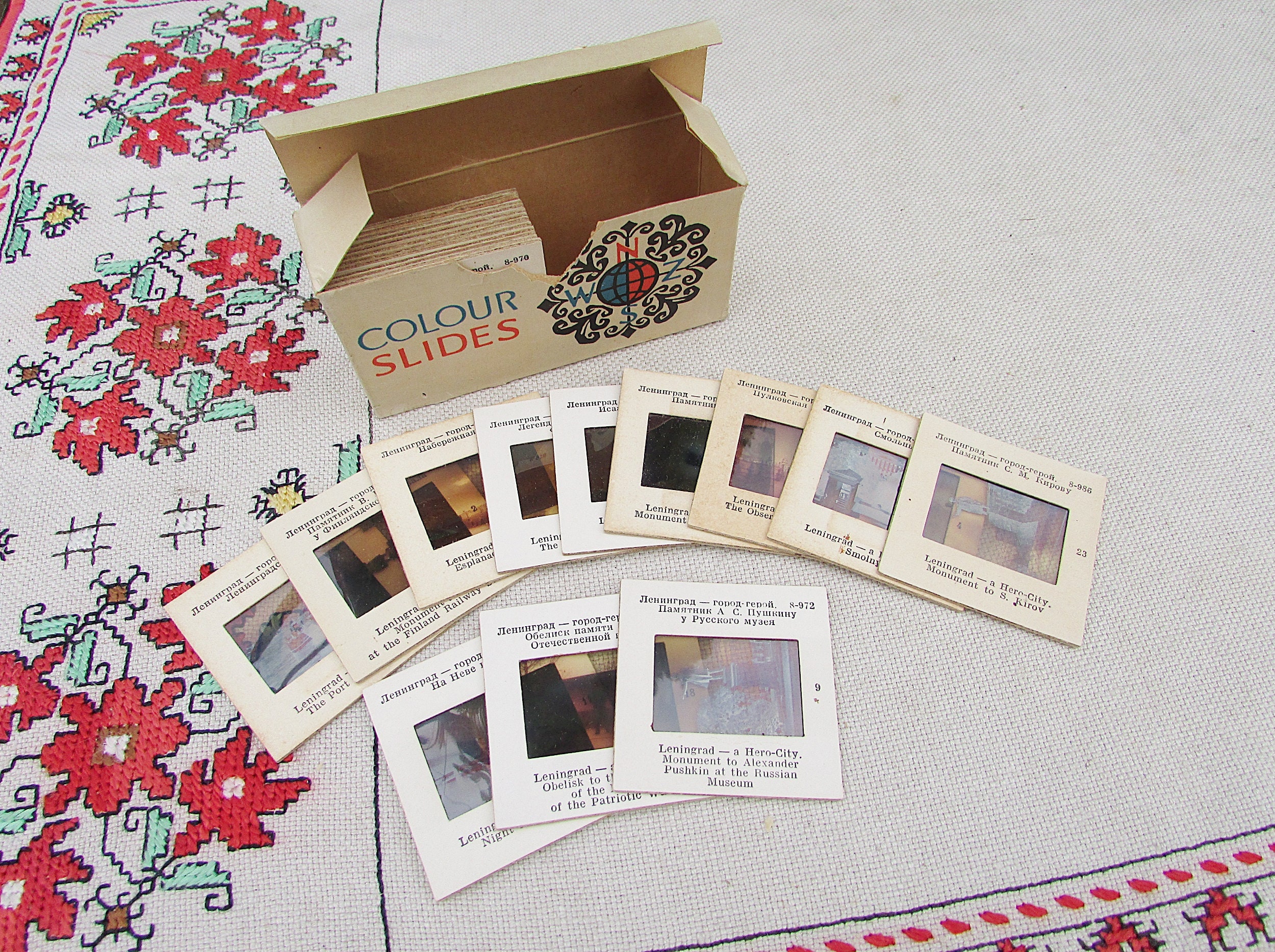 Set of 24 Vintage Colour Slides, Leningrad Slides 70s, 35 mm Color Photo Slides, Rare Slides for Diascope, Soviet Diapositives