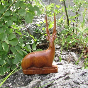 Vintage Wooden Deer, Hand Carved Deer Figurine, Handmade Figure of Deer, Wooden Art Figure, Wood Bird Sculpture, Woodcarving, Gift Idea