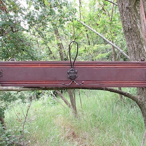 Vintage Wooden Wall Coat Rack, Metal Hooks, Bulgaria 1950s