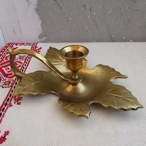 Vintage Solid Brass Candlestick, Unique Brass Candlestick Holder, Mid Century Candle Holder, Taper Candle Holder, Holiday Candlestick