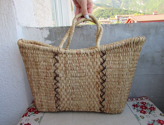 Vintage Wicker Handbag, Handmade Straw Bag #3, Str