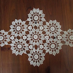 Vintage Crochet Doily, Crochet Doily ’80, Handmade Crochet Cream Cotton Tablecloth #3, Crochet Rhombus Doily, Shabby Chic Home Decor