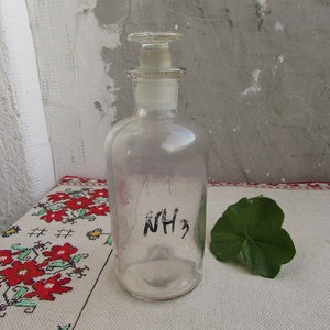 Vintage 250 ml Boticay Botella de vidrio transparente con tapón, botella de química antigua, tarro médico retro, botella de medicina de farmacia con tapa