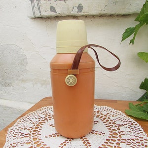 Vintage Plastic Thermos, Old Travel Thermos for Cold and Hot Drinks, Coffee Tea Thermos, Camping Equipment, Retro Collectible Thermos