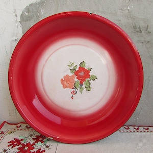 Vintage Enamelled Plate, Vintage Enamel Cooking Pan, Enamel Bowl, Bulgarian Enamel Dish, Enamelware, Enamel Metal Plate