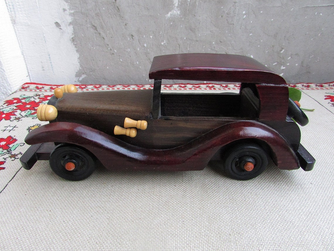 Retro Wood Car Model 2 Vintage Wooden Automobile Classic | Etsy