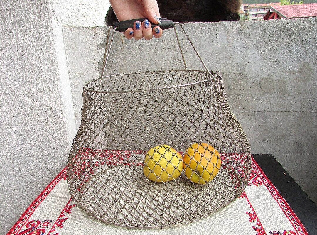 Vintage Wire Basket Collapsible Metal Basket 2 Metal Etsy