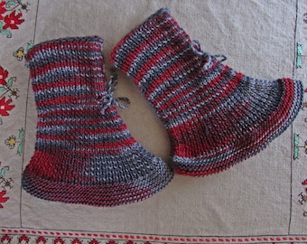 Handmade Wool Knitted Socks, Colorful Winter Socks