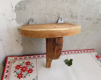 Vintage Wood Wall Shelf 70s, Wall Rack Shelf, Wooden Trinket Display Shelf, Handcrafted Wall Shelf, Solid Wood Shelf, Primitive Shelf