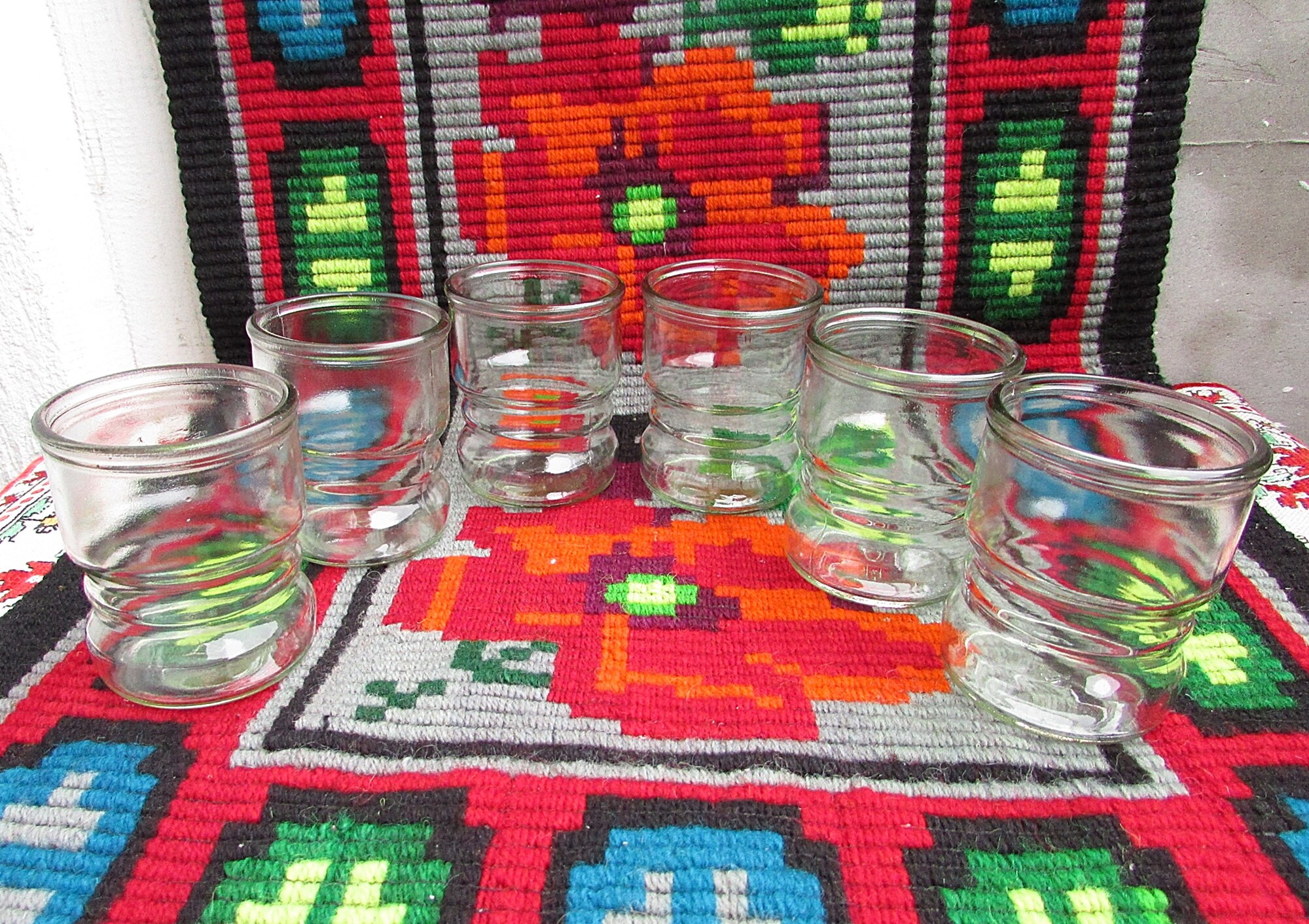 Set of 6 Vintage Clear Glass Tumblers, Drinking Juice Water Glasses, Vodka Glasses, Grape Glasses, Collectible Glass