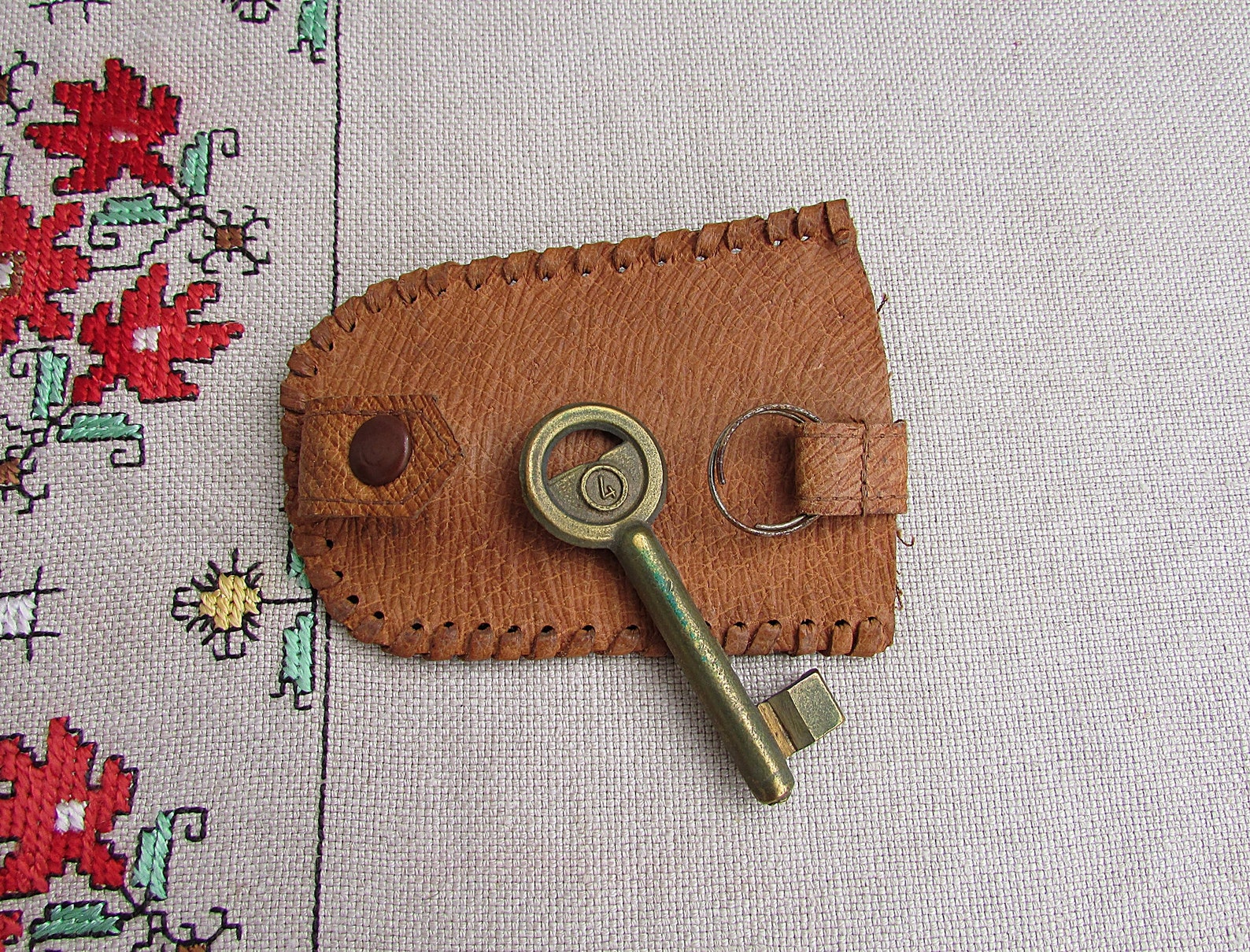 Vintage Genuine Leather Key Holder Leather Key Case Brown Etsy