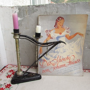 Unique Double Metal Candlestick 70s, Vintage Iron Candle Holder, Handmade Iron Candlestick, Authentic Old Rustic, Vintage Home Decor