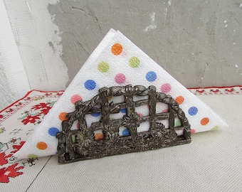 Vintage Ornate Metal Napkin Holder, Retro Table Decor