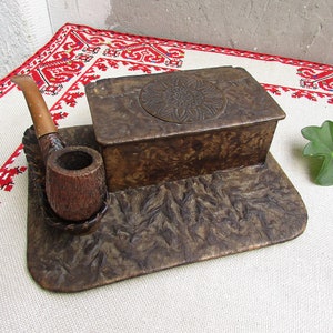 Set di accessori per pipa in pelle, supporto per pipa in pelle, vassoio in  pelle, tappetino per tabacco in pelle, set per fumatori di pipa -   Italia