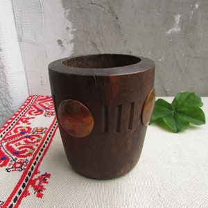 Vintage Dice Shaker Cup, Wood and Copper Dice Shaker, Vintage Dice Cup, Wood and Copper Pencil Holder, Desk Pen Holder, Dice Table Game