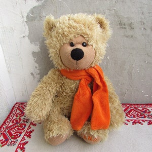 Vintage 80&#39;s Lovely Teddy Bear, Plush Bear #4, Peluche, Vintage Bear Toy, Nursery Decor, Puppet Theater Bear, Kids Toy, Soft Toy