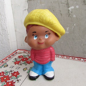 Vintage Rubber Toy 1970s, Soft Rubber Boy Toy, Baby Bath Toy, Retro Rubber Doll, Collectible Toy, Boy Toy, Nursery Decor