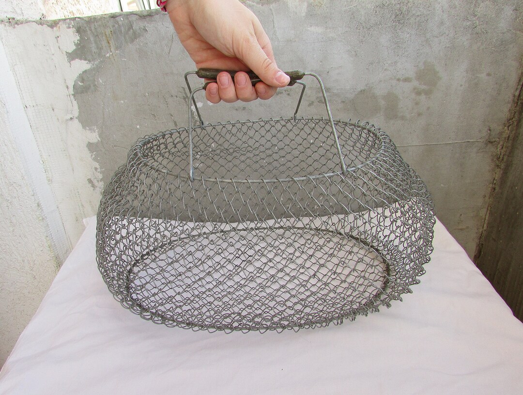 Vintage Wire Basket Collapsible Metal Basket Metal Shopping Etsy