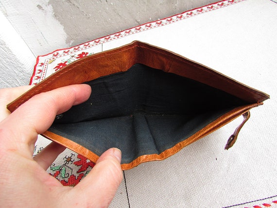 Unique Vintage Brown Genuine Leather Wallet, Vint… - image 7
