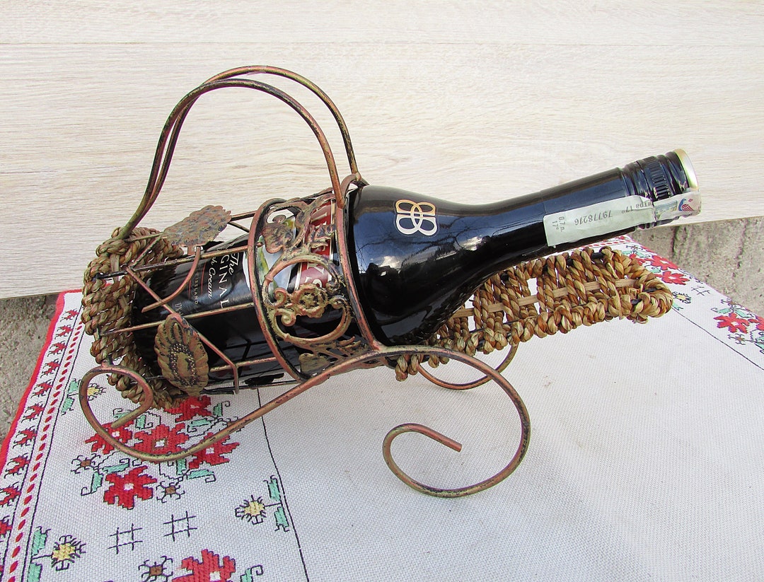 Vintage Wine Bottle Holder 70s Metal Wine Rack Metal Wine Etsy