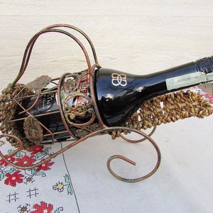 Vintage Wine Bottle Holder 70s, Metal Wine Rack, Metal Wine Stand, Wine Serving Holder, Wine Décor, Vintage Table Decoration for Wine Lovers