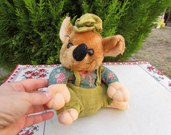 Vintage 80’s Lovely Mouse, Plush Mouse, Stuffed Animal, Vintage Mouse Toy, Nursery Decor, Puppet Theater Mouse, Kids Toy, Soft Toy