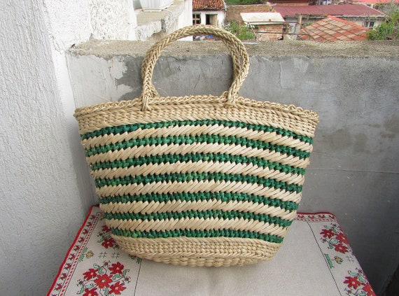 Vintage Wicker Handbag, Handmade Straw Bag, Straw… - image 2